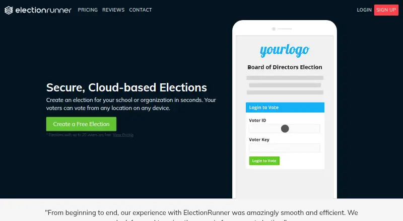 The Election Runner homepage