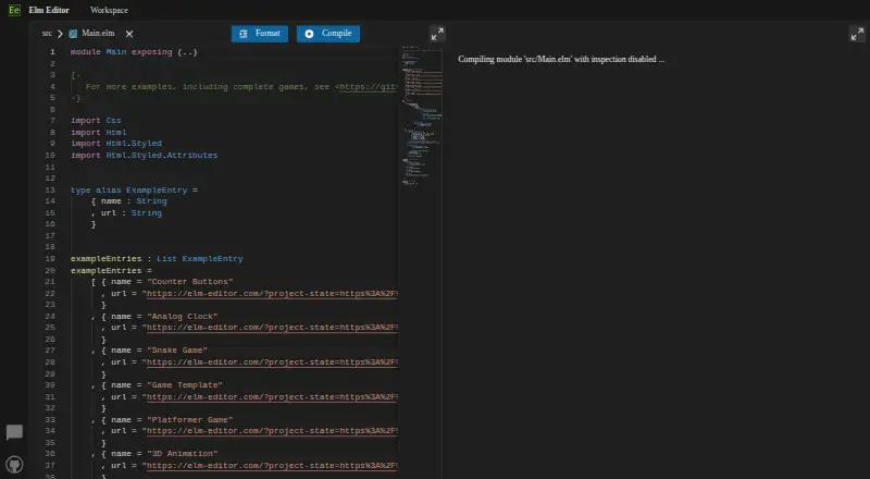 The Elm Editor homepage