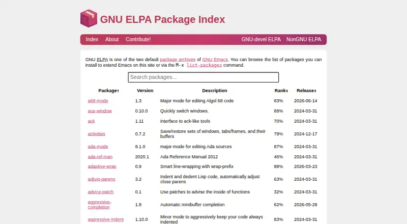 The GNU ELPA homepage