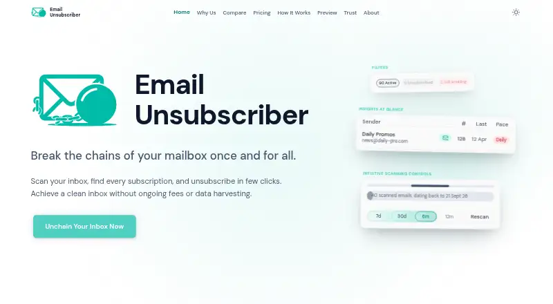 The Email Unsubscriber homepage