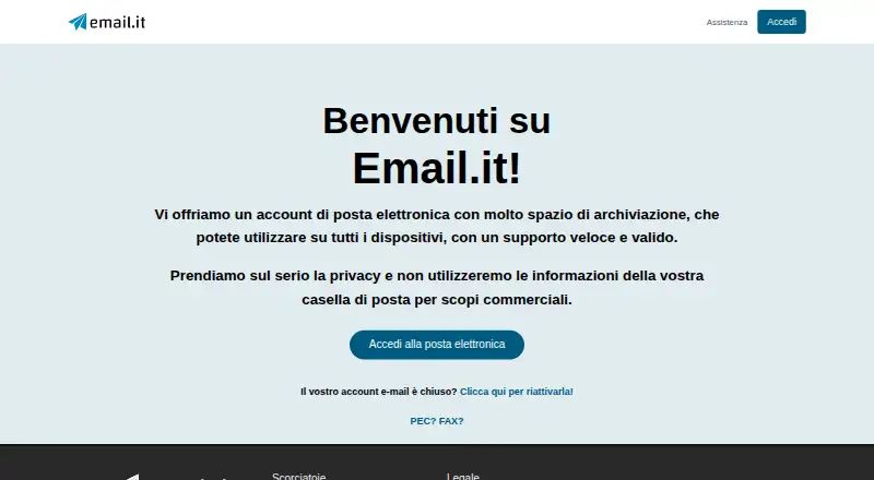 The Email.it homepage
