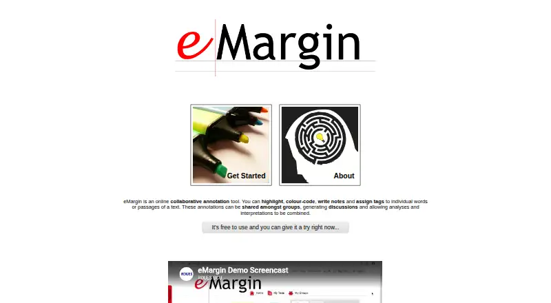 The eMargin homepage