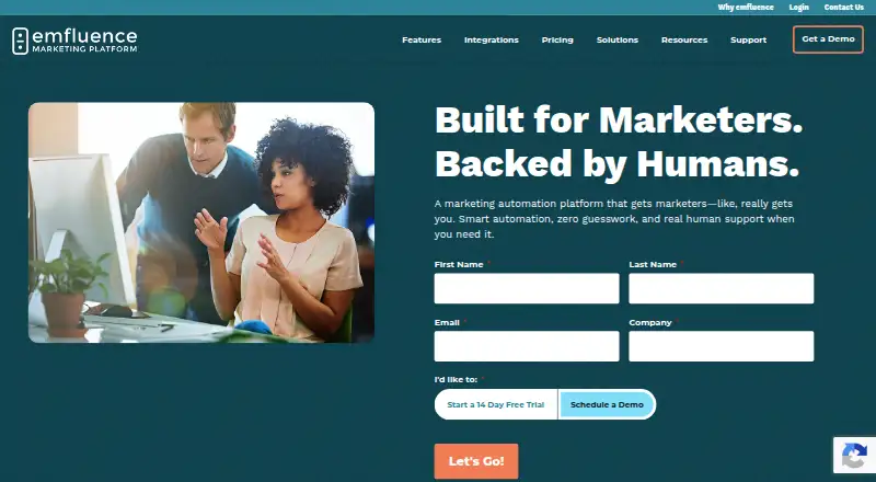 The emfluence Marketing Platform homepage