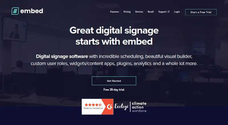 The embed signage homepage