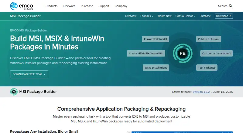 The EMCO MSI Package Builder homepage