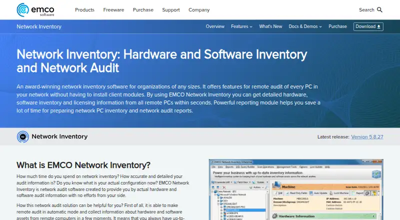 The EMCO Network Inventory homepage