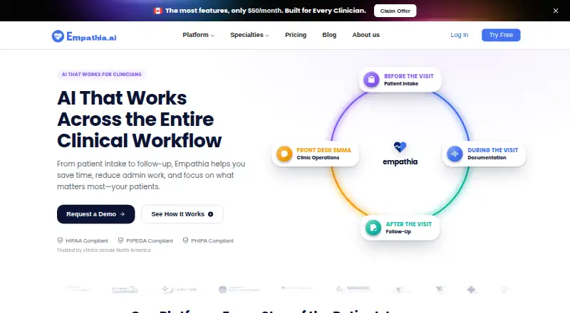 The Empathia AI homepage