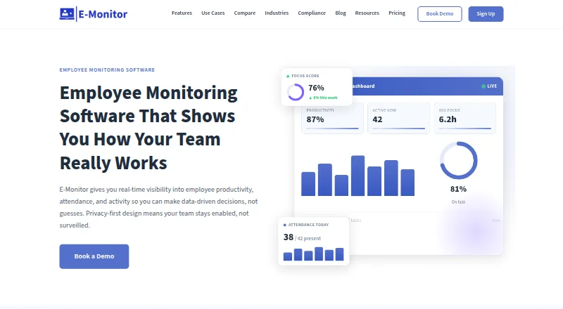 The eMonitor homepage