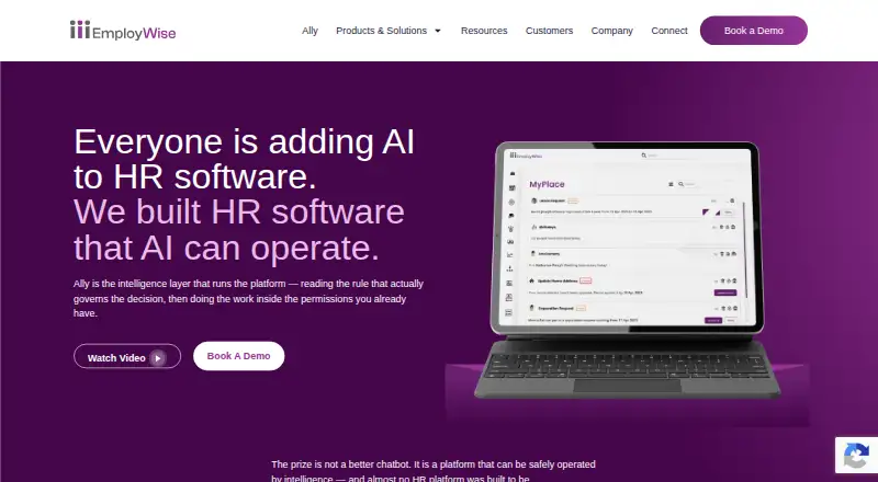 The EmployWise homepage