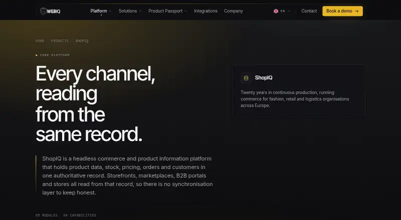 The ShopIQ homepage