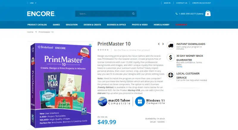 The PrintMaster 10 homepage