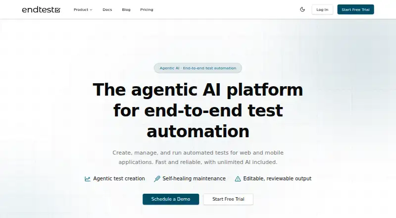 The Endtest homepage