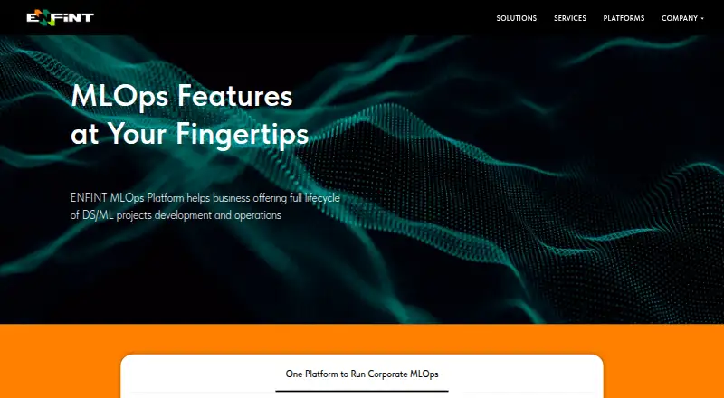 The ENFINT MLOps Platform homepage