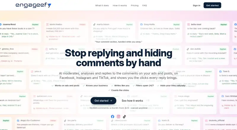 The Engageefy homepage