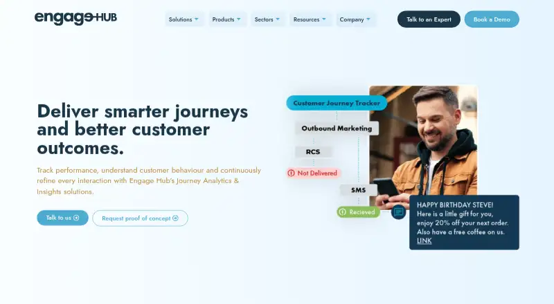 The Engage Hub Journey Analytics & Insights homepage