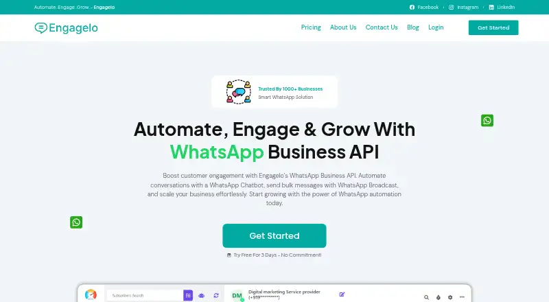 The Engagelo homepage