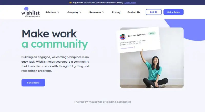 The Wishlist homepage