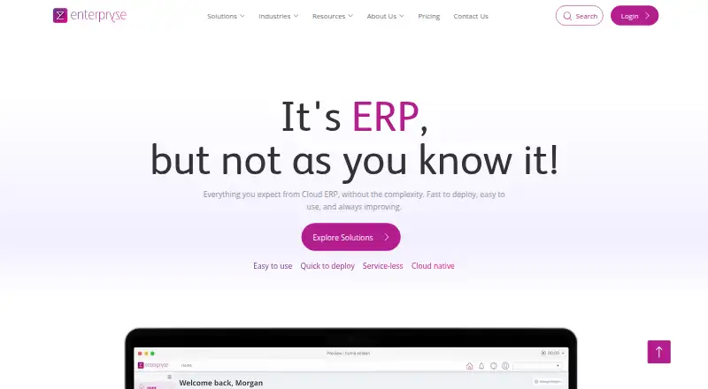 The Enterpryze ERP homepage