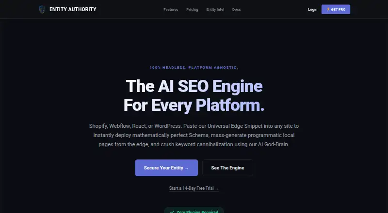 The Entity Authority Platform homepage