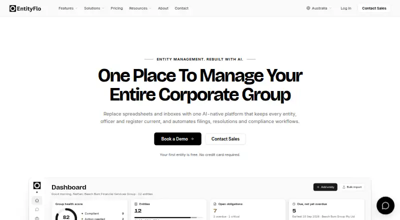 The EntityFlo homepage