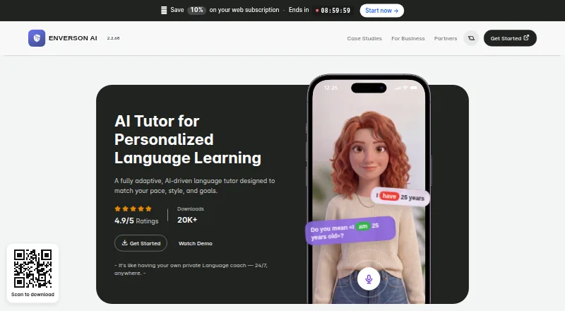 The Enverson AI homepage