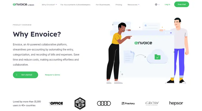 The Envoice homepage