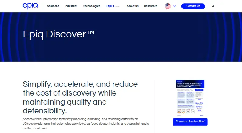 The Epiq Discover homepage