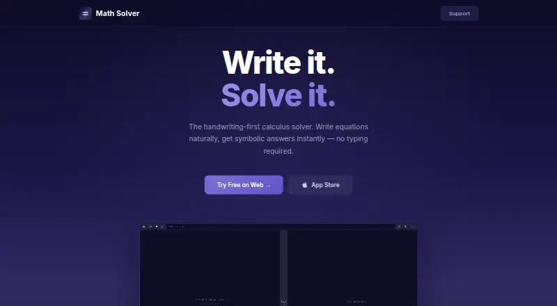 The = Math Solver homepage