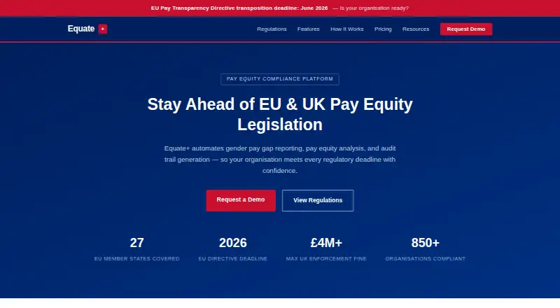 The Equate+ homepage