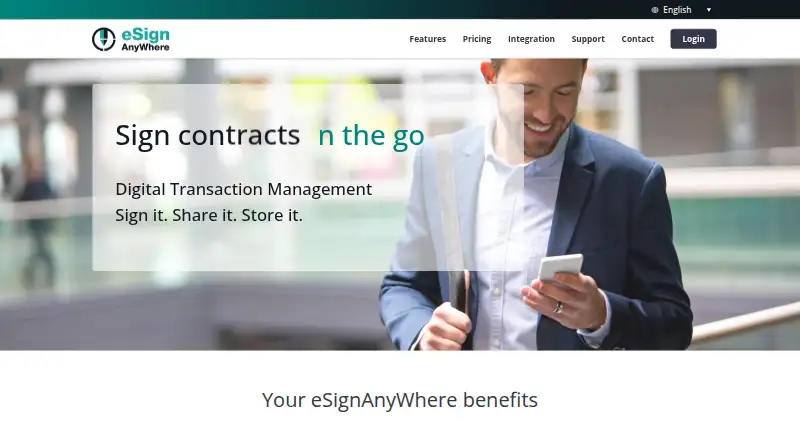 The Namirial eSignAnyWhere homepage