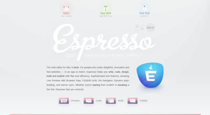 The Espresso homepage