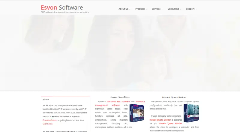 The Esvon Classifieds homepage