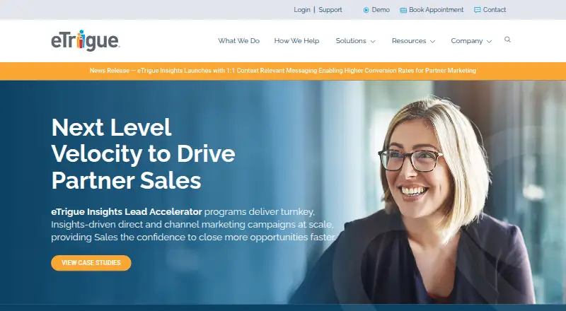 The eTrigue homepage