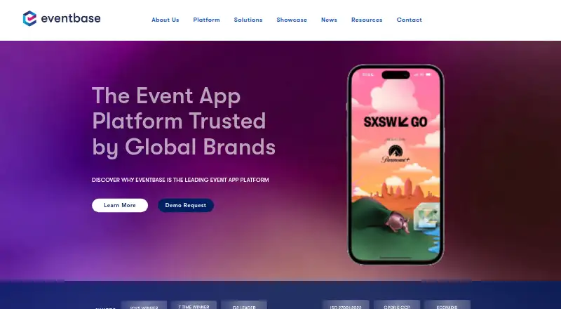 The Eventbase homepage