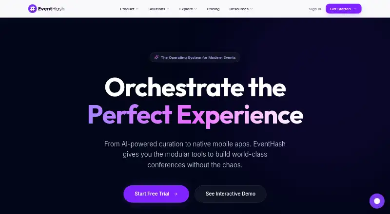 The EventHash homepage