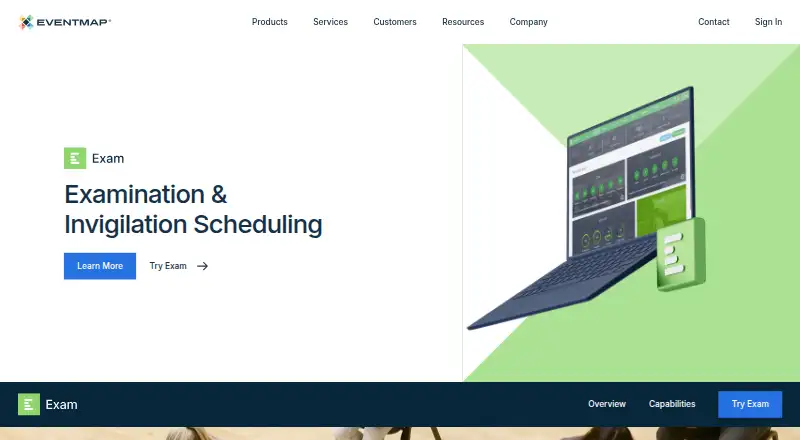 The Optime Exam homepage