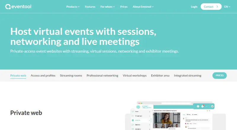 The Eventool homepage