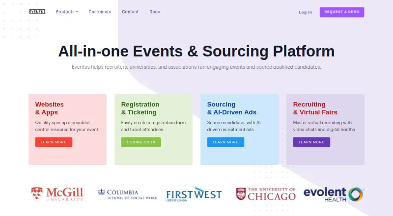 The Eventus homepage