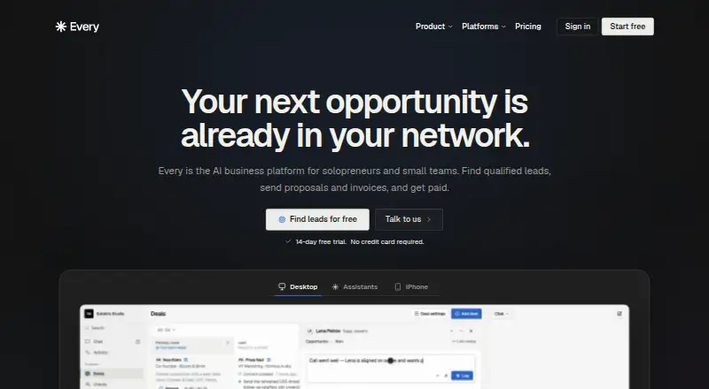 The Every homepage