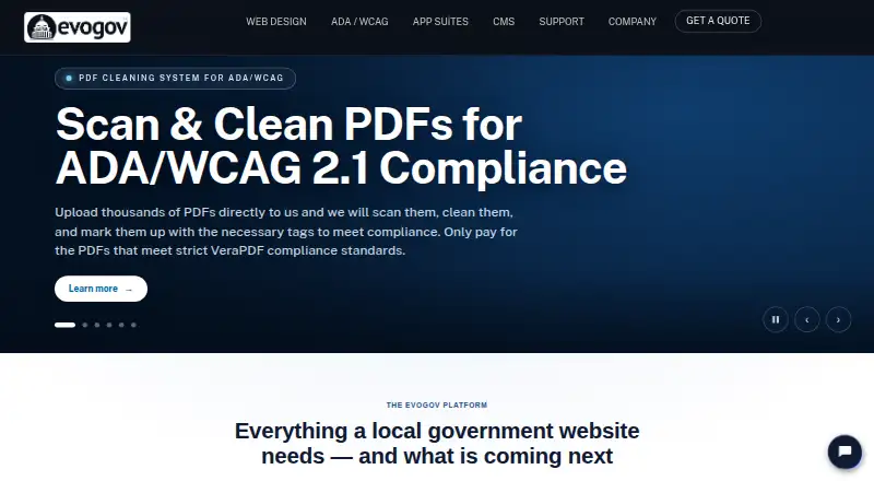 The EvoGov homepage