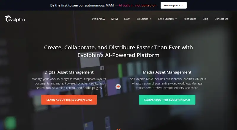 The Evolphin DAM homepage