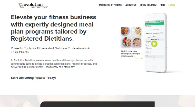 The Evolution Nutrition homepage