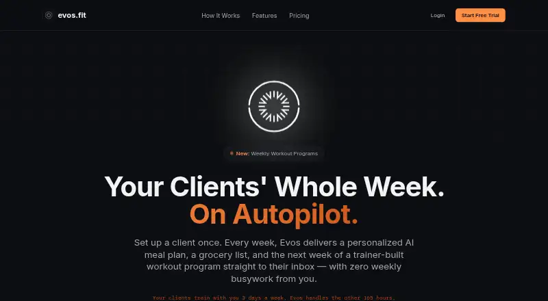 The Evos Fit homepage