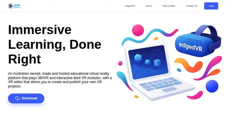 The eVR Classroom homepage