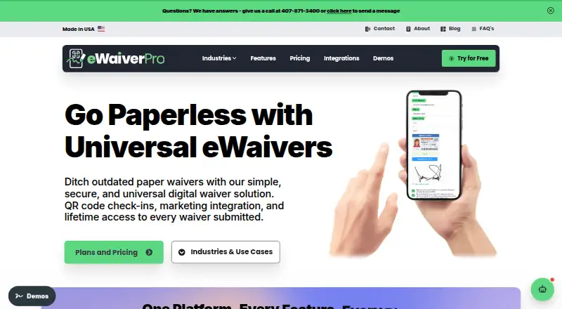 The eWaiverPro homepage