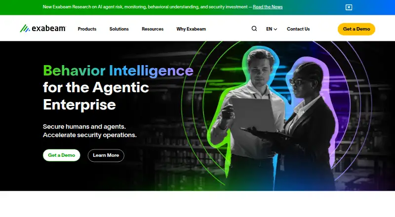 The Exabeam New-Scale Analytics homepage