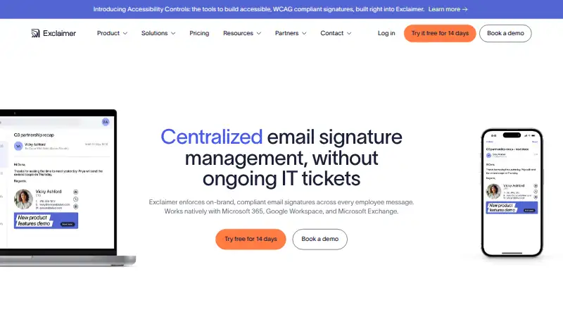 The Exclaimer homepage