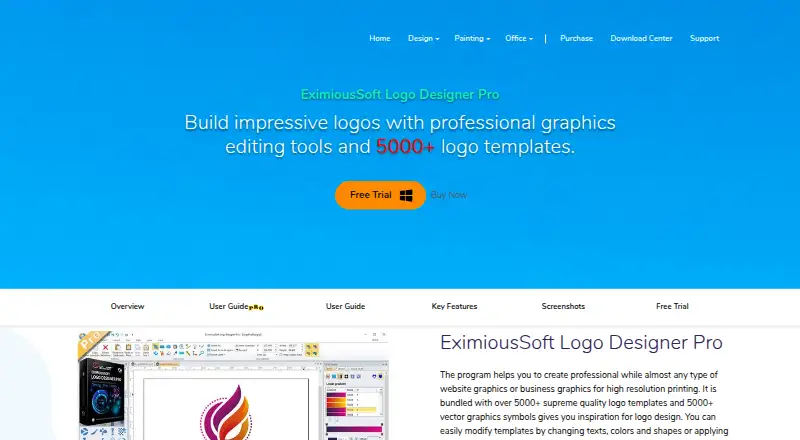 The EximiousSoft Logo Designer Pro homepage