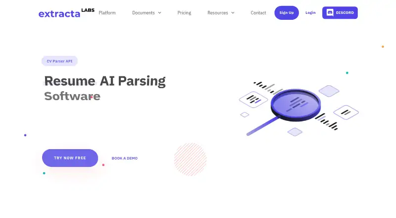 The Extracta Resume Parser API homepage