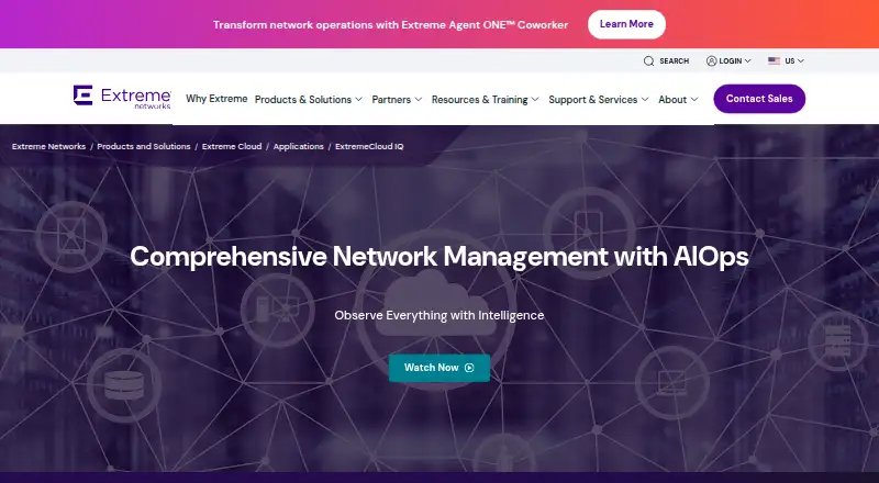 The ExtremeCloud IQ homepage